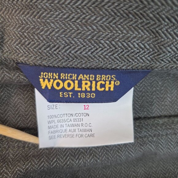 1990s Woolrich Size 12 Herringbone Pants Dark Olive Relaxed Deadstock New - Picture 5 of 12
